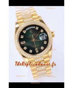Montre Rolex Day Date 128238 Presidential en or jaune 18 carats 36MM - Cadran vert qualité miroir 1:1 