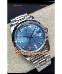 Réplique Rolex Day Date M228236-0006 904L Acier 40MM - Cadran Bleu glacé Miroir 1:1