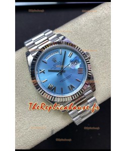 Réplique Rolex Day Date M228236-0012 904L Acier 40MM - Cadran Bleu glacé Miroir 1:1